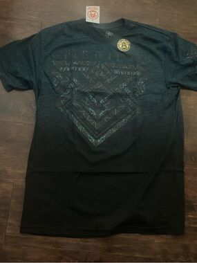 American Fighter Black Graphic Tee with Teal Accents